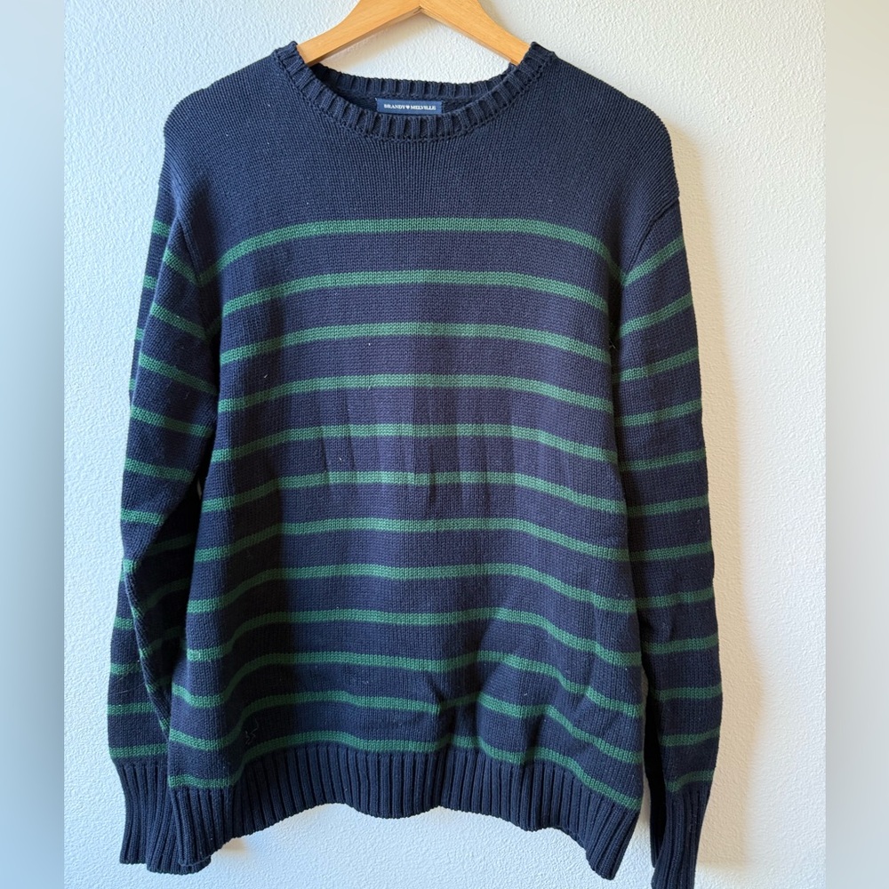 Brandy Melville Navy and Green Striped Sweater. Great condition!